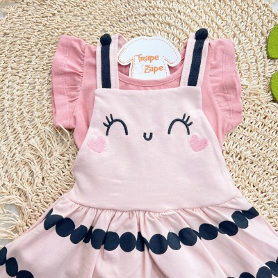 Conj. Blusa Lisa e Salopete Borboletinha - Rose